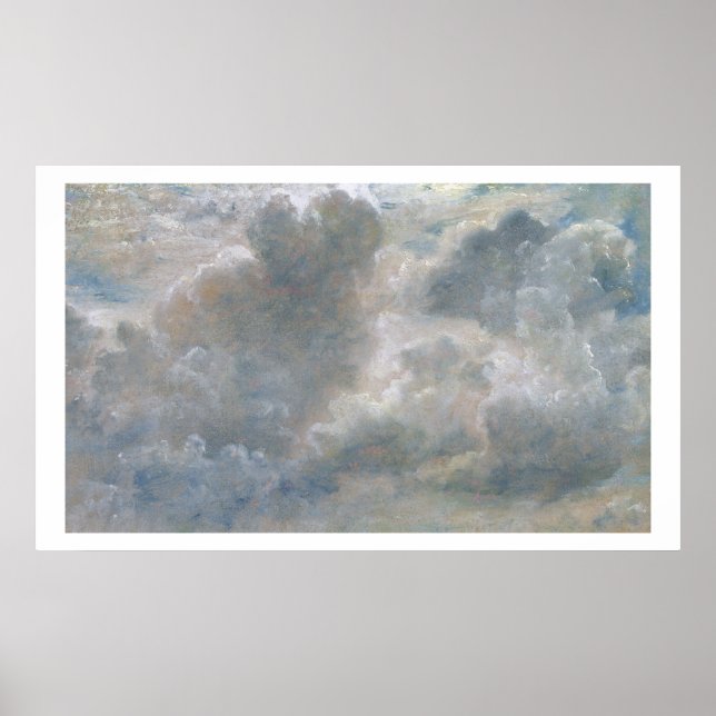 Poster Étude des nuages de Cumulus, 1822 (huile sur papie (Devant)