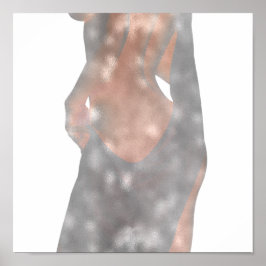 Poster Étude du corps de femme rose rose Grey Delicate Om