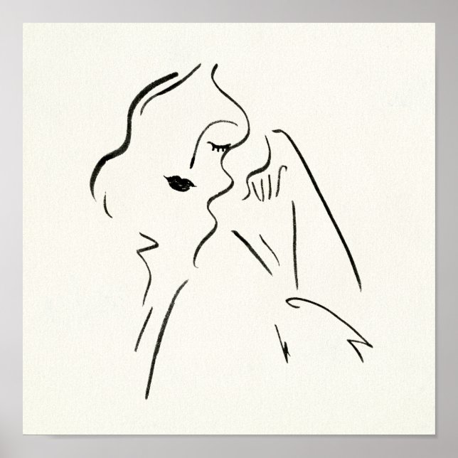 Poster Étude simple - Croquis d'une dame (Devant)