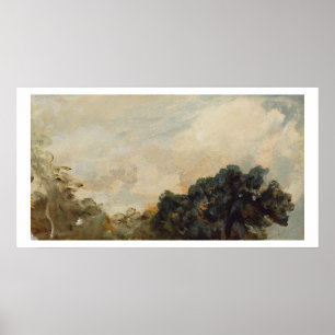 Poster Étude sur le nuage avec les arbres, 1821 (huile su