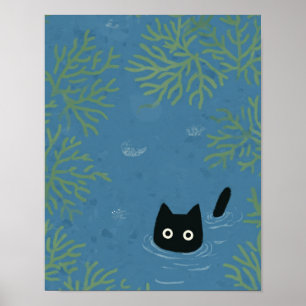 Poster Étui de téléphone chat noir drôle