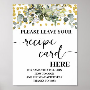 Poster Eucalyptus avec l'or Laisser votre carte de recett