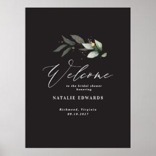 Poster Eucalyptus black gold bain de mariage bienvenue mo
