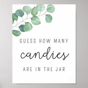 Poster Eucalyptus - Combien de bonbons baby shower jeu