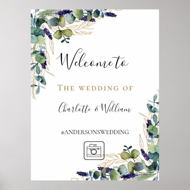 Poster Eucalyptus de mariage verdure instagram bienvenue (Devant)