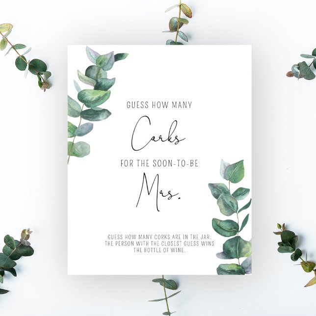 Poster Eucalyptus - Fête des mariées Devine combien de li (Créateur téléchargé)