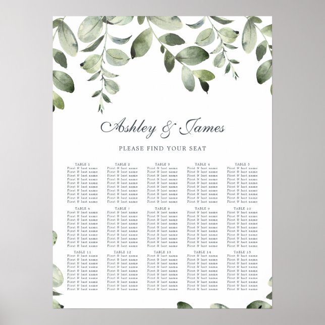 Poster Eucalyptus Feuillage de verdure Mariage (Devant)