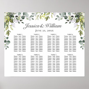 Poster Eucalyptus Floral 8 Tables Mariage SÉJOUR GRAPHIQU