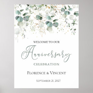 Poster Eucalyptus Foliage Mariage Anniversaire Bienvenue