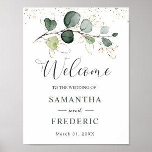 Poster Eucalyptus Foliage Or Feuilles Mariages Bienvenue