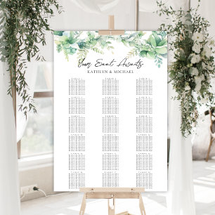 Poster Eucalyptus Garden Wedding 18 Table Seating Charts