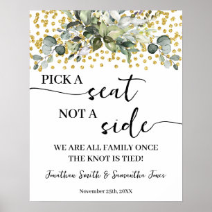Poster Eucalyptus Gold Choisissez un siège pas un Mariage