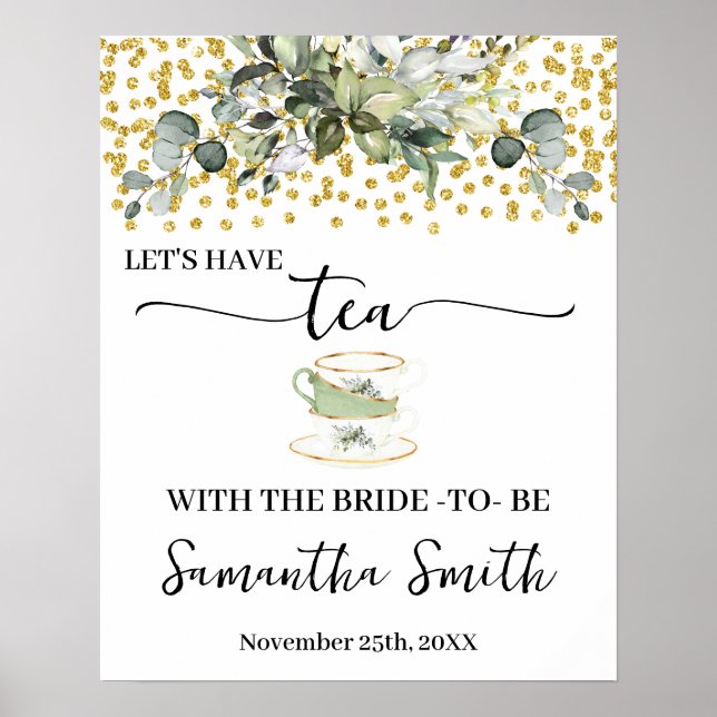 Poster Eucalyptus Gold Faisons du thé avec la Mariage mar (Devant)
