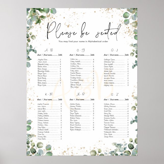 Poster Eucalyptus Gold Parties scintillant - Cartes de si (Devant)