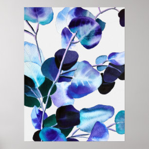 Poster Eucalyptus gomme feuille aquarelle