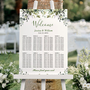 Poster Eucalyptus Green 8 Tables Mariage SEATING GRAPHIQU