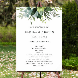 Poster Eucalyptus Green Foliage Mariage programme de céré