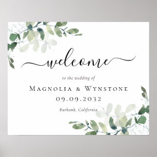 Poster Eucalyptus Green Foliage Wedding Welcome