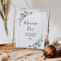 eucalyptus greenery bridal shower mimosa sign