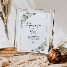 eucalyptus greenery bridal shower mimosa sign