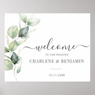 Poster Eucalyptus Greenery Foliage Wedding Welcome Sign