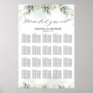 Poster Eucalyptus Greenery Gum Botanical Seating chart