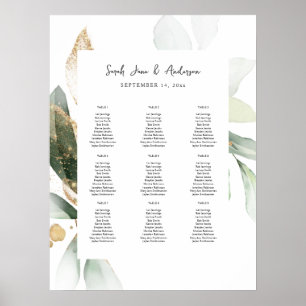 Poster Eucalyptus léger Glow Gold Événement Sièges Graphi