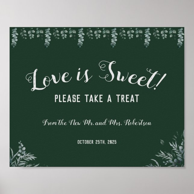 Poster Eucalyptus Love is Sweet Fête des mariées Mariage (Devant)