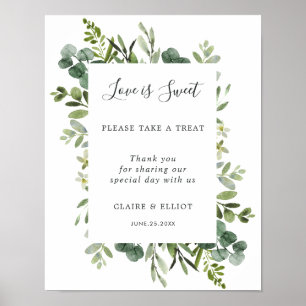 Poster Eucalyptus Love is Sweet Mariage Dessert Bar Panne