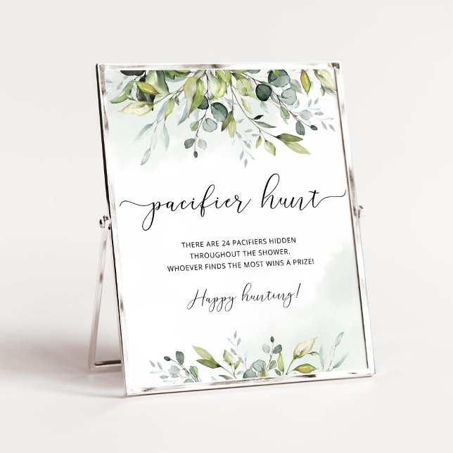 Poster Eucalyptus Pacifier chasse jeu de baby shower (Créateur téléchargé)