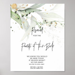Poster Eucalyptus Parents de la Mariée Réservé en Souveni