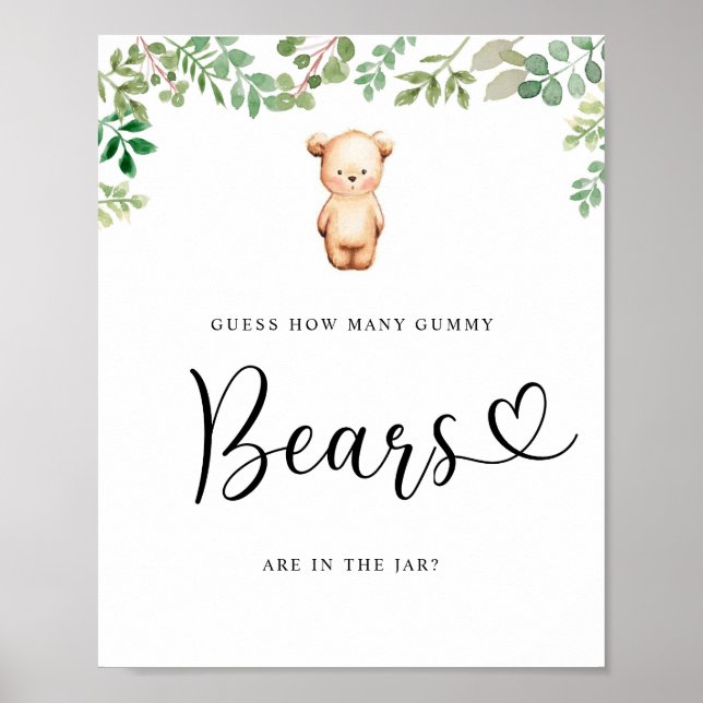 Poster Eucalyptus petit ours devine combien d'ours en gél (Devant)