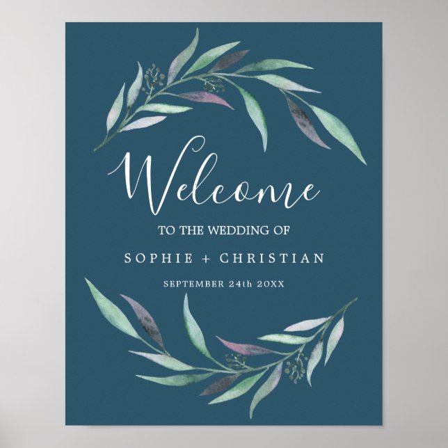 Poster Eucalyptus pourpre et vert | Mariage de bienvenue  (Devant)