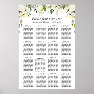 Poster Eucalyptus & Rose 16 Tables Mariage CHART DE SIÈGE