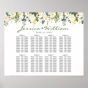 Poster Eucalyptus & Rose 8 Tables Mariage CHART DE SIÈGE