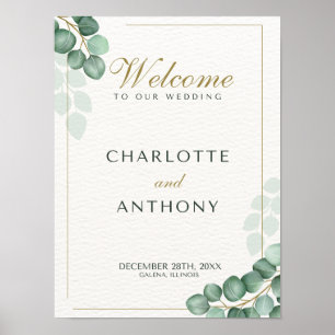Poster Eucalyptus signe de bienvenue mariage