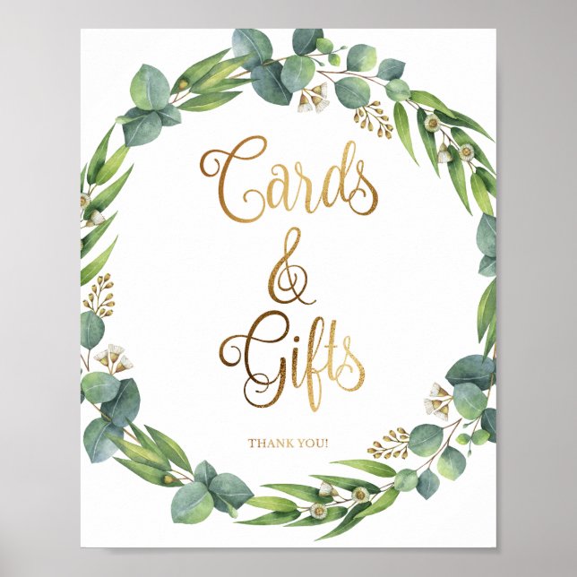 Poster Eucalyptus signe mariage pour cartes et cadeaux (Devant)