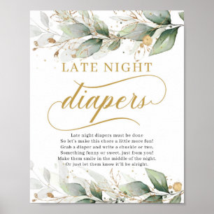 Poster Eucalyptus signe vert feuilles couche tard la nuit