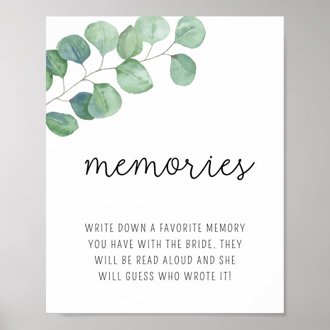 Poster Eucalyptus - Souvenirs avec l'affiche de la mariée (Devant)