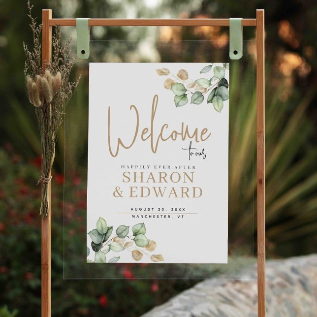 Poster Eucalyptus Verdure & Gold Mariage Bienvenue (Créateur téléchargé)