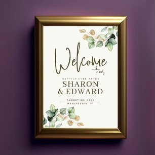Poster Eucalyptus Verdure & Gold Mariage Bienvenue