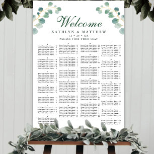 Poster Eucalyptus Verdure Mariage Siège Alphabétique