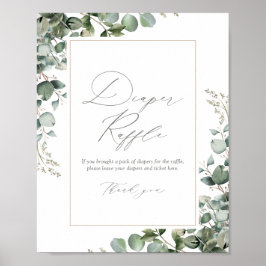 Poster Eucalyptus vert Baby shower Déchets Raffle