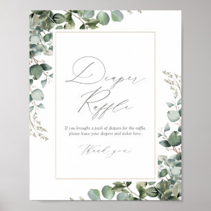 Poster Eucalyptus vert Baby shower Déchets Raffle