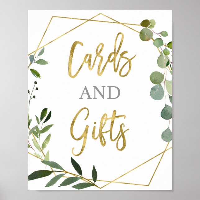 Poster Eucalyptus Vert Cartes et signes cadeaux (Devant)