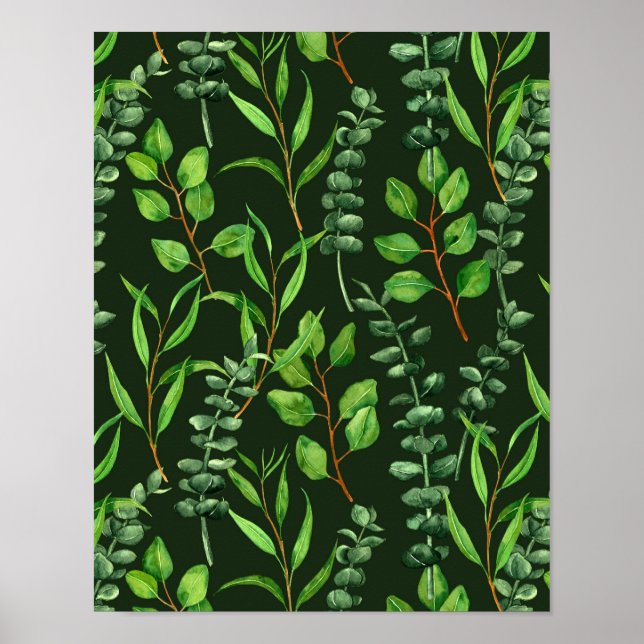Poster Eucalyptus vert foncé (Devant)