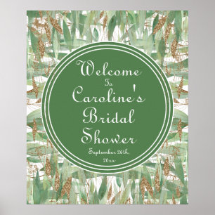 Poster Eucalyptus Vert Or Paillettes Mariage Accueil
