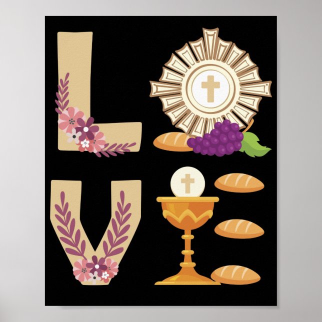 Poster Eucharis 1ère Communion catholique pour les filles (Devant)