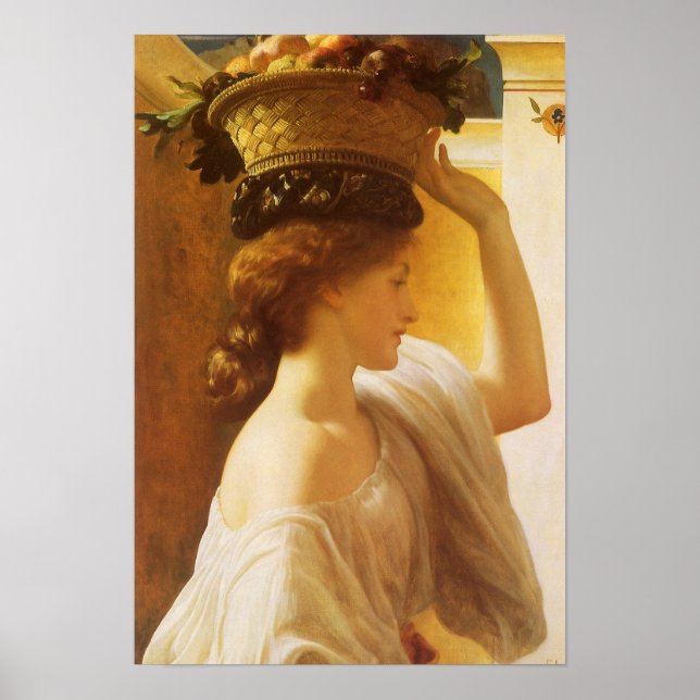 Poster Eucharis - Fille avec un panier de fruits de Leigh (Devant)