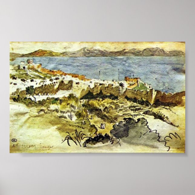Poster Eugene Delacroix - Baie de Tanger au Maroc (Devant)